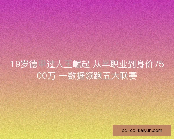 19岁德甲过人王崛起 从半职业到身价7500万 一数据领跑五大联赛
